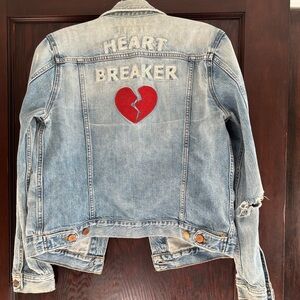 Legend Light Wash, distressed, embroidered Denim Jacket - Classic Trucker Style